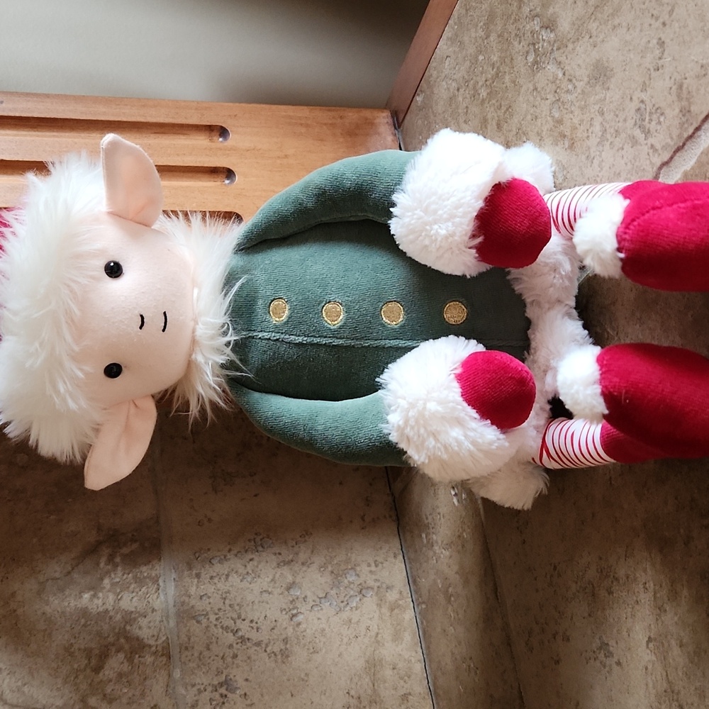 Jellycat Large Leffy Christmas Elf Doll in Green Coat and Red Hat - Picture 3 of 12